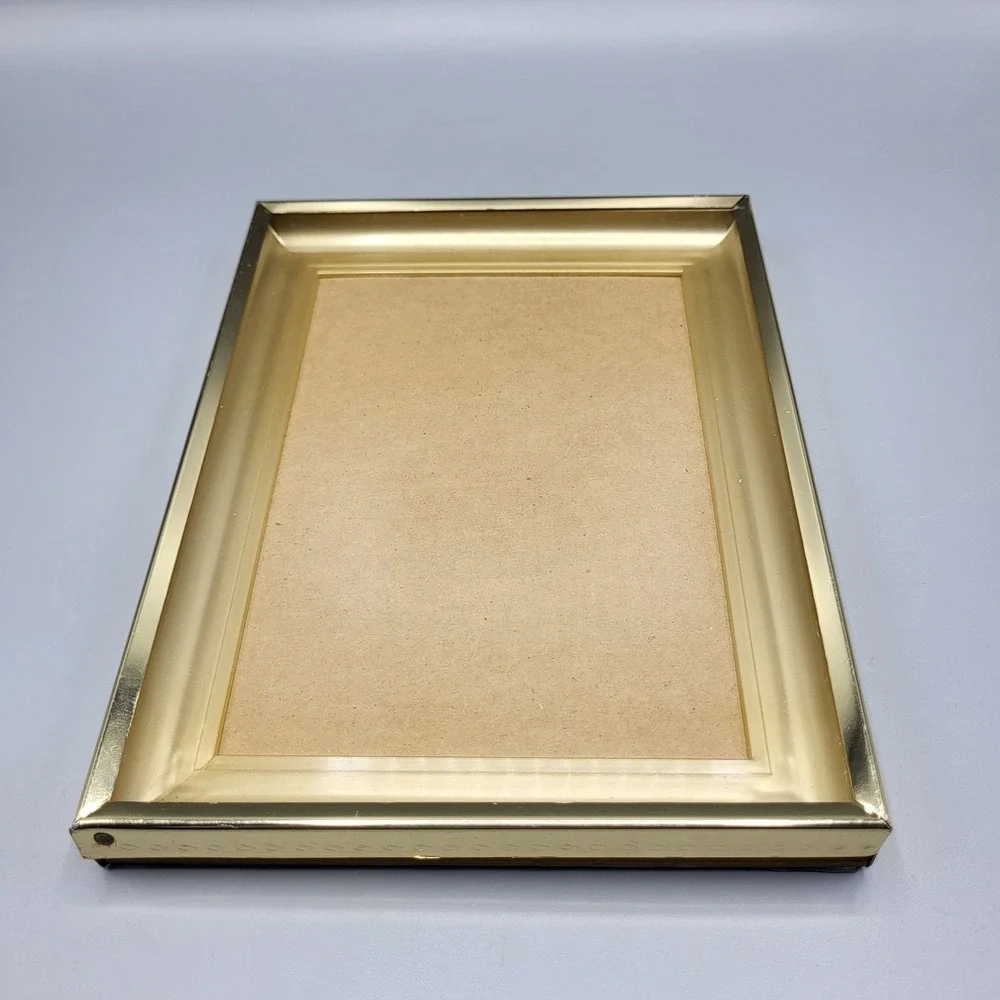 Vintage Picture Frame 5x7 Ornate Embossed Edge Gold Tone Metal